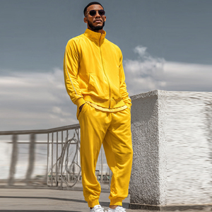 Ensemble de survêtement pour homme 100% polyester, sweat à capuche zippé et pantalon de jogging, pour l'extérieur et le streetwear - Product Image 3