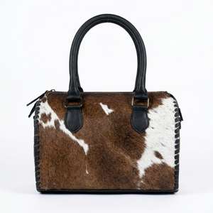 Sac de voyage mini Speedy vintage personnalisé en cuir véritable 100% avec fourrure, sac de week-end, sac de nuit, sac à main élégant pour affaires et voyages - Product Image 1