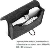 Sac de rangement en feutre de laine mérinos au design classique pour la gestion des câbles – Offre spéciale