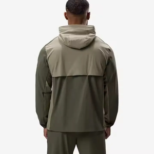 Chaqueta con Capucha y Cremallera para Hombre, Color Verde Oliva, Manga Larga, Resistente al Viento, Informal, Color Sólido, Peso Medio, Poliéster, Corte Regular, para Otoño - Product Image 6