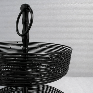 ชั้นวางเค้กสแตนเลสสีดำขัดเงา 2 ชั้น ทำด้วยมือ อเนกประสงค์ สำหรับใส่ผลไม้ ขนมหวาน และเค้ก - Product Image 2