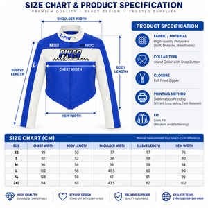 Customized <b>Women</b> Motorcycle <b>Jacket</b> Blue <b>White</b> Stand Collar Full Sleeve PU Leather Zipper Front Logo Print Autumn Windproof - Product Image 3