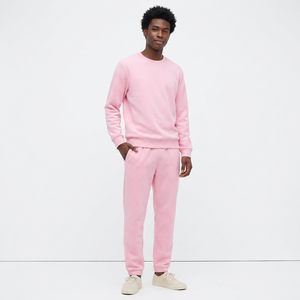 Survêtement rose pour homme en Spandex/Polyester écologique, col rond, manches longues, couleur unie, coupe classique, décontracté, pour l'hiver - Product Image 4