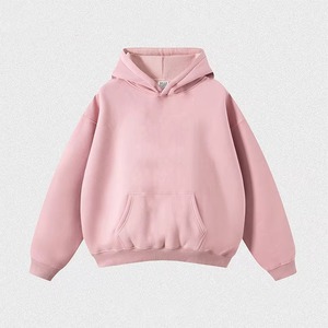 Sweat-shirt à capuche rose oversize unisexe, décontracté, en polaire, couleur unie, avec poche, coupe classique, pour l'automne - Product Image 1