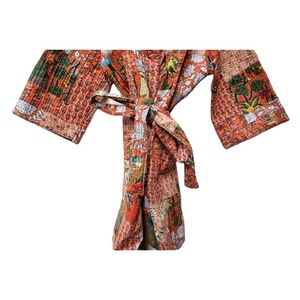 Kimono de retazos Kantha de algodón Vintage indio hecho a mano, diseño único, diferentes patrones, tejido cosido a mano, térmico de verano - Product Image 6
