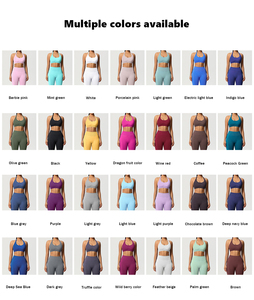 Ensemble soutien-gorge de sport dos nu côtelé sans couture pour femme, soutien moyen, respirant, séchage rapide, couleur unie, avec short taille haute pour yoga et fitness - Product Image 6