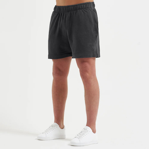 Shorts de sport pour hommes, personnalisés avec logo brodé, cordon de serrage, respirants, séchage rapide, en molleton de coton épais, couleur unie, coupe oversize, poids lourd - Product Image 3