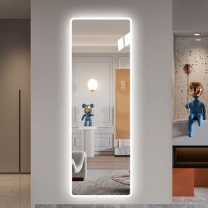 Espejo LED de longitud completa montado en la pared, cuerpo de tocador iluminado, esquinas redondeadas, tamaño grande para dormitorio, sala de estar, vestidor, Hotel - Product Image 3