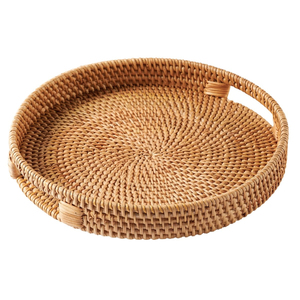 Rectangular Rattan Serving <b>Tray</b> With Built-in Handles Eco-Friendly Woven Wicker Bread Fruit Storage <b>Basket</b> Decorative Food Use - Product Image 6