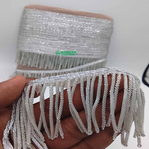 Frange en fil d'argent torsadé de qualité supérieure, fournie directement par l'usine, pour vêtements et décorations intérieures - Product Image 1