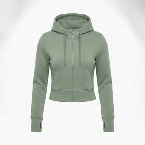 Women's Crop Top Hoodie Cropped Sweatshirt Fleece Pullover Casual Hooded Streetwear Top OEM ODM Custom Wholesale Factory - Product Image 1