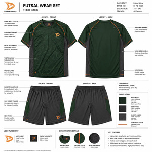 Kit d'équipement de football en salle OEM Premium, ensemble maillot et short de futsal personnalisé vert foncé graphite, fournisseur - Product Image 6