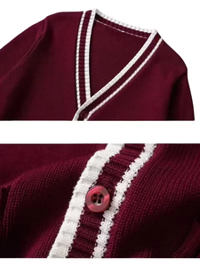Cardigan unisexe en toile pour lycéens, col en V doux, tricoté, anti-boulochage, 100 % acrylique, personnalisable - Product Image 5