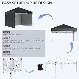 Gazebo Pieghevole 3x3m con 3 Pareti Laterali, Altezza Regolabile, per Giardino e Patio, con Sacchi di Peso per le Gambe, per Trasporto Cappotti da Donna - Product Image 6