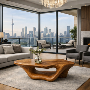 Mesa de Centro de Madera Maciza Moderna y Duradera Hecha a Mano con Diseño Sostenible y Base de Madera Natural para Decoración de Sala de Estar - Product Image 3