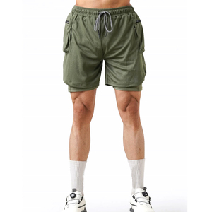 Premium <b>Men</b> Gym Sports <b>Shorts</b> Breathable Mesh Athletic Training <b>Shorts</b> Zipper Pockets High Elastic Bodybuilding <b>Shorts</b> - Product Image 1
