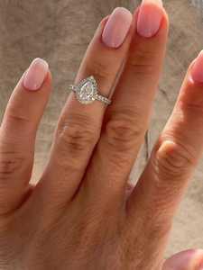 แหวนเพชรทรงลูกแพร์เพาะเลี้ยงในห้องปฏิบัติการ ทองคำแท้ 14K 18K ประดับเพชรแบบเฮโล รูปทรงหยดน้ำ แหวนแต่งงาน ราคาโรงงาน ขายส่ง - Product Image 3