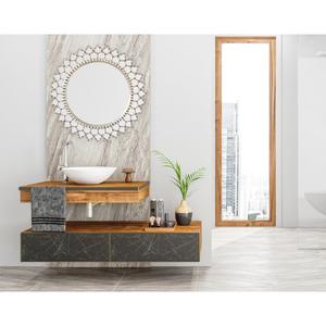 Espejo decorativo colgante de plata grande, arte de pared de 27,6 \ "para el Hogar, baño, sala de estar con acento peruano, decoración de pared - Product Image 4