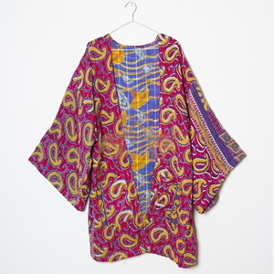 เสื้อแจ็คเก็ตฤดูร้อนแบบถักมือด้วยผ้าฝ้ายลายควิลท์แบบกลับด้านได้สำหรับผู้หญิง สไตล์โบฮีเมียน วินเทจ คันธา คิโมโน - Product Image 5