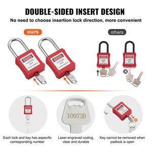 Set di lucchetti di sicurezza rossi 10 pz conformi a OSHA Set di 2 chiavi Per blocco kit di blocco elettrico - Product Image 4