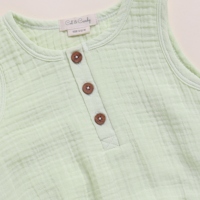 Combinaison sans manches en mousseline biologique de qualité supérieure Cot Candy, fermeture à boutons, taille ajustable, lot de 2, élégante pour bébé