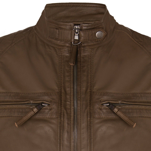 Veste en cuir véritable noire élégante pour hommes, imperméable et respirante, logo personnalisé et fermeture éclair, toutes tailles, hiver, marque privée - Product Image 5