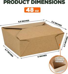 Paper Take Out <b>Containers</b> Kraft Lunch Meal Food Boxes Disposable to Go Packaging for Restaurant Catering - Product Image 3