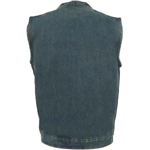 Chaleco Vaquero Clásico Azul de Cuero Genuino para Hombre Samroz Sports, Cuello en V, Cierre de Cremallera, Ropa de Invierno Antiarrugas - Product Image 2
