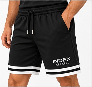 ชุดเสื้อโปโลและกางเกงขาสั้นสีดำสำหรับผู้ชาย แบรนด์ INDEX APPAREL แขนสั้น สีพื้น เรียบง่าย ระบายอากาศได้ดี ผลิตจากผ้าถัก - Product Image 5