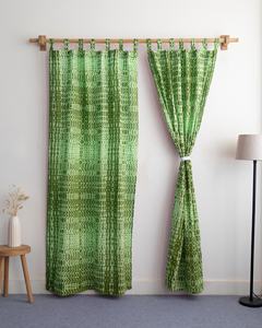 Cortinas de Algodón de Alta Calidad con Estampado Tie Dye Verde, Paneles de Algodón que Filtran la Luz para Sala de Estar, Cocina y Ventanas - Product Image 1