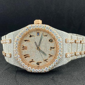 นาฬิกาเพชรโมอิสสไตล์ธุรกิจโบราณทรงสี่เหลี่ยมสุดหรู | VVS การออกแบบโครงกระดูกแบบเย็น | สายทองคำสีเหลือง | บัตรผ่านสำหรับผู้ทดสอบเพชร - Product Image 1