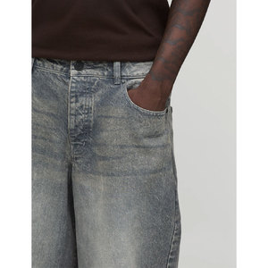 Vaqueros de mezclilla lavados a la piedra de pierna ancha para hombre, corte holgado, cintura media, pantalones casuales de algodón, estilo otoñal - Product Image 4
