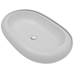 Lavabo bagno 24.8 lusso \ "X 16.5 \" bianco in ceramica di forma ovale - Product Image 2
