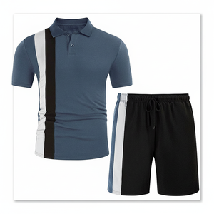 ชุดเซ็ตเสื้อโปโลและกางเกงขาสั้นผู้ชาย 2 ชิ้น แฟชั่นฤดูร้อน ชุดลำลอง เสื้อโปโลพิมพ์ลาย กางเกงขาสั้น ขายส่ง - Product Image 1