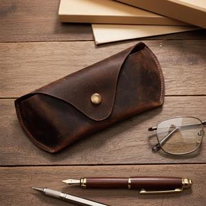 Luxury Genuine Leather Glasses Case <b>Slim</b> Soft Cowhide Pouch Handmade Reading Spectacles Protector Cover Bag LGC-0080 - Product Image 3