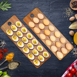 Plato de madera para servir huevos rellenos, bandeja decorativa para mesa, organizador de huevos cocidos a bajo precio - Product Image 3