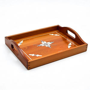 Plateau en bois nacre fabriqué à la main décor de table à manger élégant Ramadan Eid cadeaux accents de maison de fête - Product Image 3