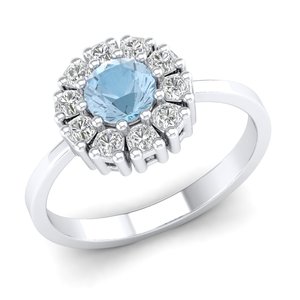 REYES Luxurious 925 Sterling Silver Round Cut Aquamarine Gemstone Daily Wear <b>Ring</b> For Women GRA Certified Moissanite Jewelry - Product Image 2