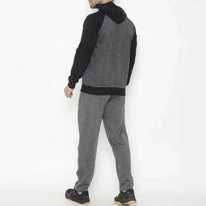 Mens Grey Black Color Block Tracksuit Set Full <b>Zip</b> <b>Hooded</b> Sweatshirt Jogger Pants Athletic Sportswear Casual Two Piece - Product Image 4