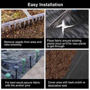 Telo Pacciamante Pieghevole Nero in Polietilene 4x100ft, Trattato Anti-UV, in PP, per il Controllo delle Erbacce in Serra, Tessuto in Plastica Intrecciata - Product Image 5