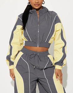 2026 New Arrival <b>Women's</b> 100% Cotton 2-Piece Winter Tracksuit Custom Logo Lace Fleece Cropped Zipper <b>Jacket</b> Trousers Solid - Product Image 2