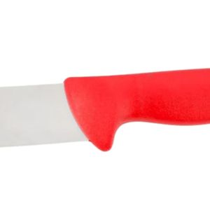 Couteaux de boucher à manche rouge avec lame à pointe arrondie argentée, poignée courbée confortable et protège-doigts pour la découpe de viande et les travaux culinaires - Product Image 4