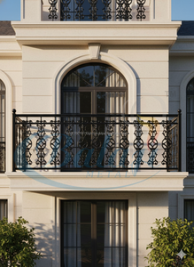Balustrade de balcon et d'escalier en fonte robuste moderne, moulée au sable, finition gris sablé, métal hautement poli, cadre de balustrade. - Product Image 2