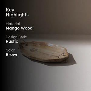 Bandeja de servir rústica de madera con asas de cuerda, diseño de vetas de madera natural para aperitivos y postres - Product Image 5
