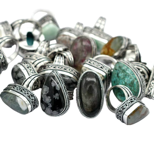 Lot de bagues tendance plaquées argent antique, vente chaude, pas cher, style punk, ensemble de bagues cœur plaquées argent antique, bagues vintage pique, cadeau amusant - Product Image 2