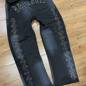 Survêtements pour hommes à prix de gros, faible MOQ, personnalisez votre propre survêtement de sport à fermeture éclair et strass pour hommes - Product Image 5