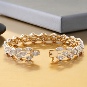 14K Two-Tone 8.47 CT Marquise Princess Lab Grown Diamond Wide Tennis Bracelet 18K <b>Solid</b> <b>Gold</b> White <b>Gold</b> Yellow <b>Gold</b> 10K <b>Gold</b> - Product Image 3