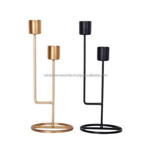Candelabro Clásico de Metal y Hierro, Negro y Dorado, Adorno de Lujo, Perfecto para Cualquier Ocasión, Varios Estilos Disponibles - Product Image 1