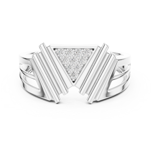 Bague de luxe en or rose 14K/18K pour homme sertie de diamants |   Bague géométrique à diamants en grappe de forme triangulaire |   Bijoux fins de créateurs modernes - Product Image 5
