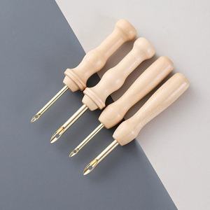 Nuevas agujas de tejer de 2 a 25 mm, hechas a mano, de madera pulida natural, para coser tela de lana. - Product Image 6
